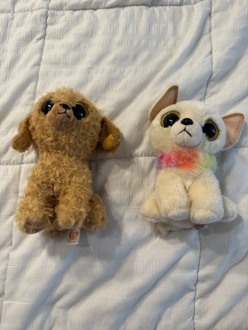 Lot of 2 Ty Beanie Boos Noodles the Goldendoodle Dog Chewy Chihuahua Dogs Plush